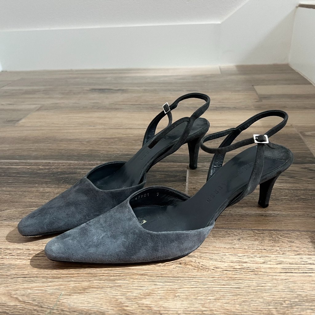Ralph Lauren Suede Slingback With Ankle Straps